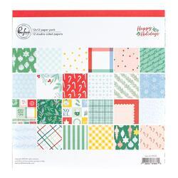 Happy Holidays Double-Sided Paper Pack 12"X12" 12/Pkg - 1