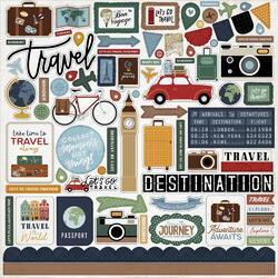 Lets Go Travel Cardstock Elements Stickers 12"X12"