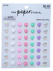 Multi Color Heart Rhinestone Stickers 49 pc - 1