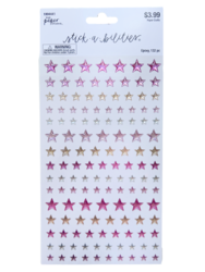 Pink, Gold & Silver Star Shimmer Epoxy Stickers 132 pc - 1