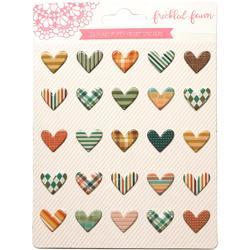 Autumn Plaid Puffy Heart Stickers 25/Pkg
