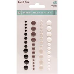Black Grey Necessities Adhesive Enamel Dots 48 pkg