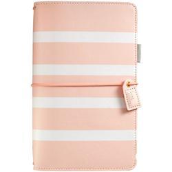 Color Crush Faux Leather Travelers' Planner 5.75"X8" Blush Stripe - 1