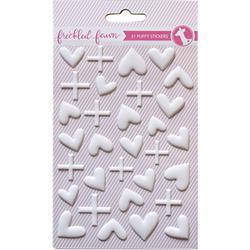 Matte White Hearts/Plus Signs Puffy Stickers