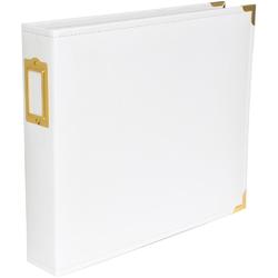 White w/Gold Hardware Classic Faux Leather D-Ring Album 12"x12" - 1