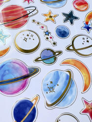 Planets & Stars Gold Foil Stickers 31 pc - 2