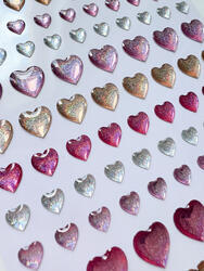 Pink, Gold & Silver Heart Shimmer Epoxy Stickers 132 pc - 2