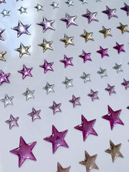 Pink, Gold & Silver Star Shimmer Epoxy Stickers 132 pc - 2