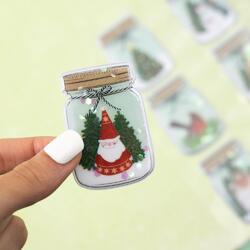 Evergreen & Holly Shaker Mason Jar Stickers 6/Pkg - 4